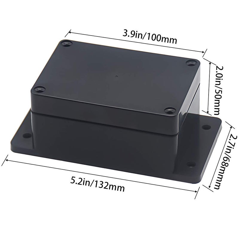 Zulkit Junction Box ABS Plastic Dustproof Waterproof IP65 Universal Electrical Boxes Project Enclosure with Fixed Ear Black 3.94 x 2.68 x 1.97 Inch (100 x 68 x 50 mm) (Pack of 1) - Image 2